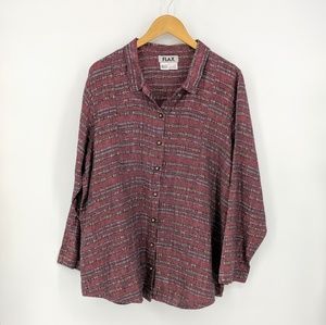Flax Red Striped Button Down Long Sleeve Shirt
